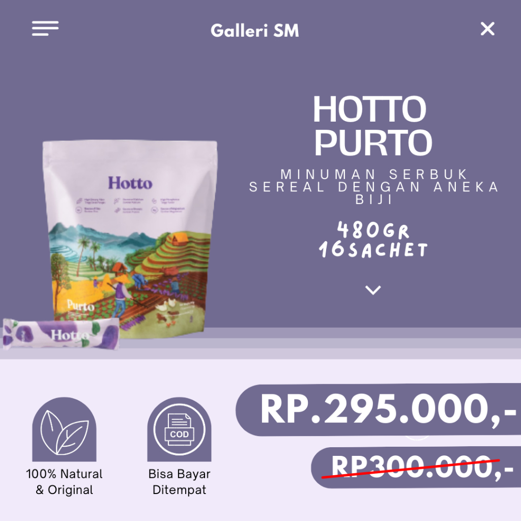 

Hotto Purto Pouch 16 Sachet Multigrain With Purple Potato Minuman Sereal Dengan Aneka Biji Original