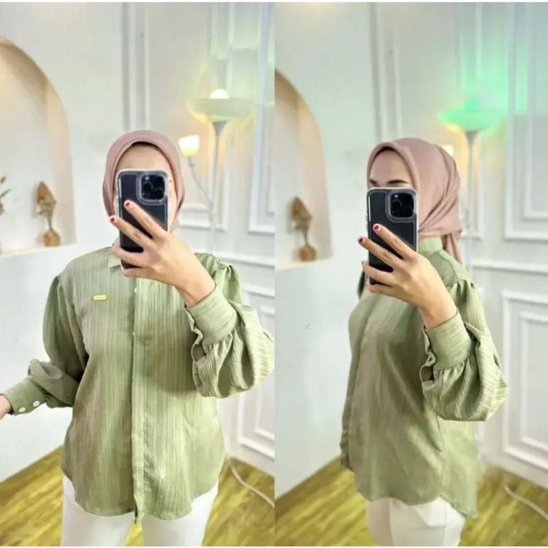 TERMURAH LOURYN KEMEJA BALON BABY CRUSH - ATASAN WANITA LENGAN BALON - KEMEJA WANITA BLOUSE BABY CRUSH