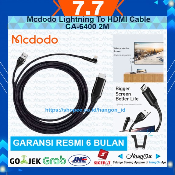 Mcdodo CA-6400 Kabel Lightning Cable 4K Converter TV 90 Degree Design 2M