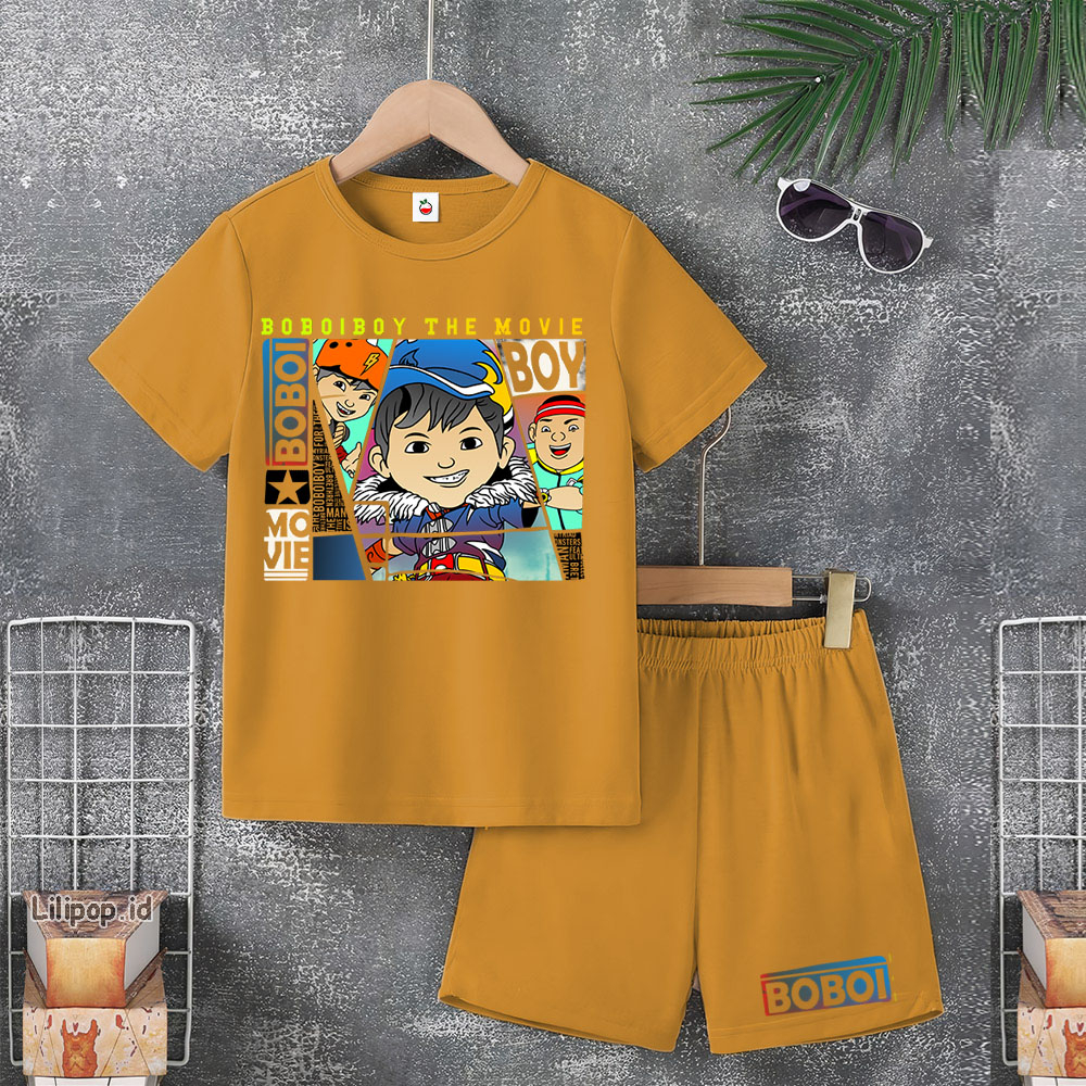 Baju Anak Stelan Usia 4-10 BOBOBOY Tahun Kaos 3/4 Cowok Cewek  Celana Pendek Harian