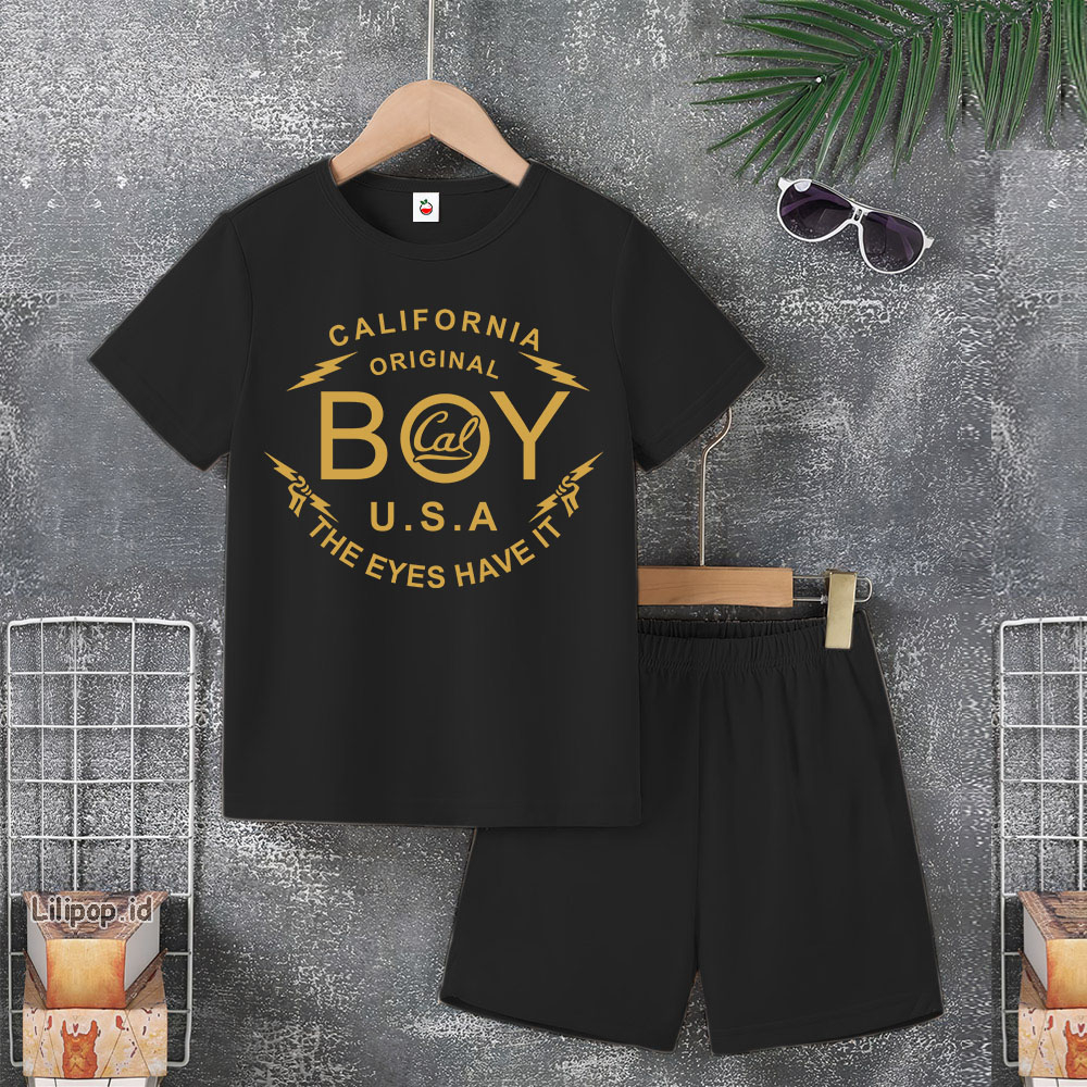 Baju Anak Stelan Usia 4-10 Tahun BOY Kaos 3/4 Cowok Cewek  Celana Pendek Harian