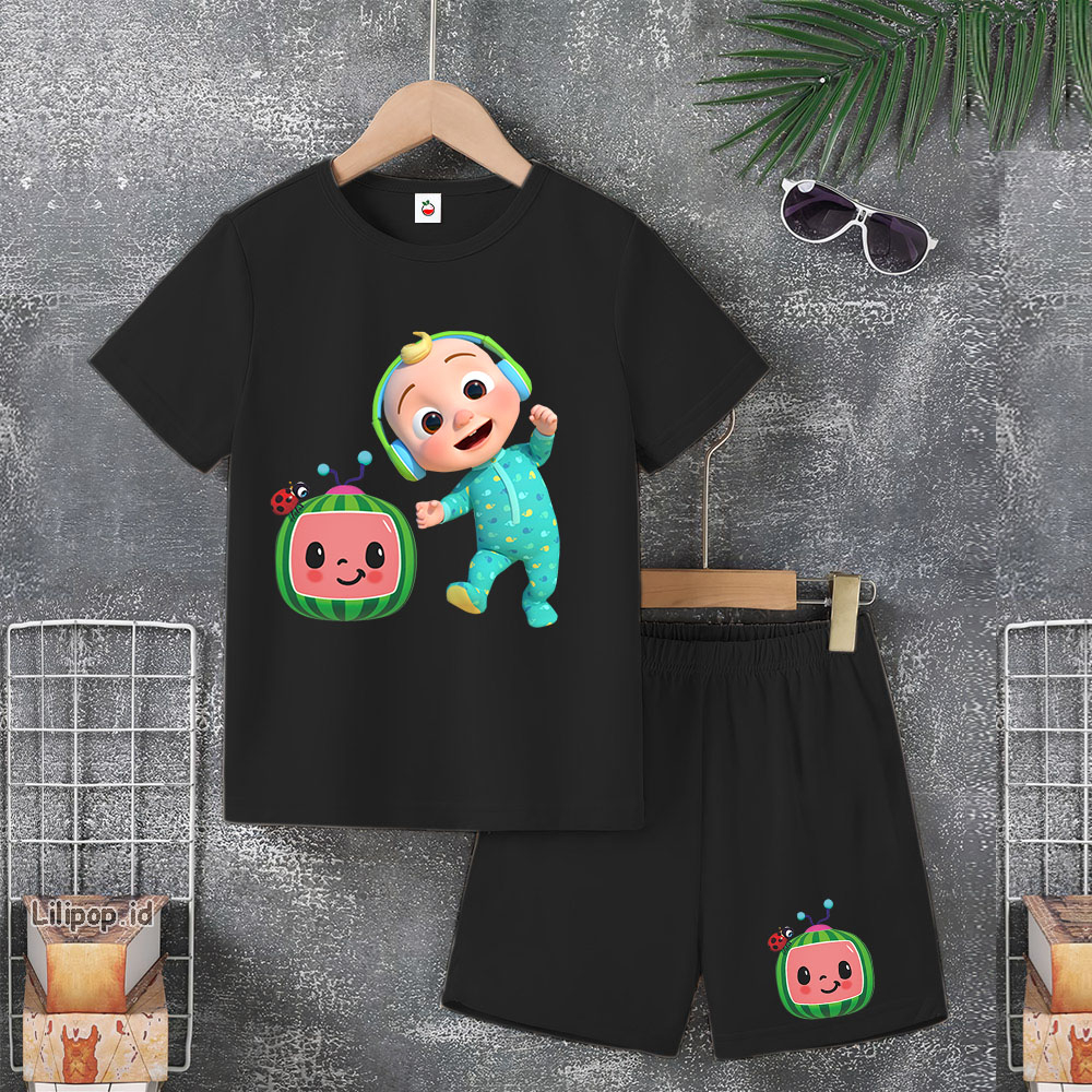 Baju Anak Stelan Usia 4-10 Tahun COCOMELON Kaos 3/4 Cowok Cewek  Celana Pendek Harian