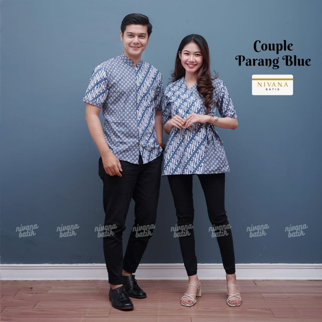 Couple Batik Atasan Parang Blue