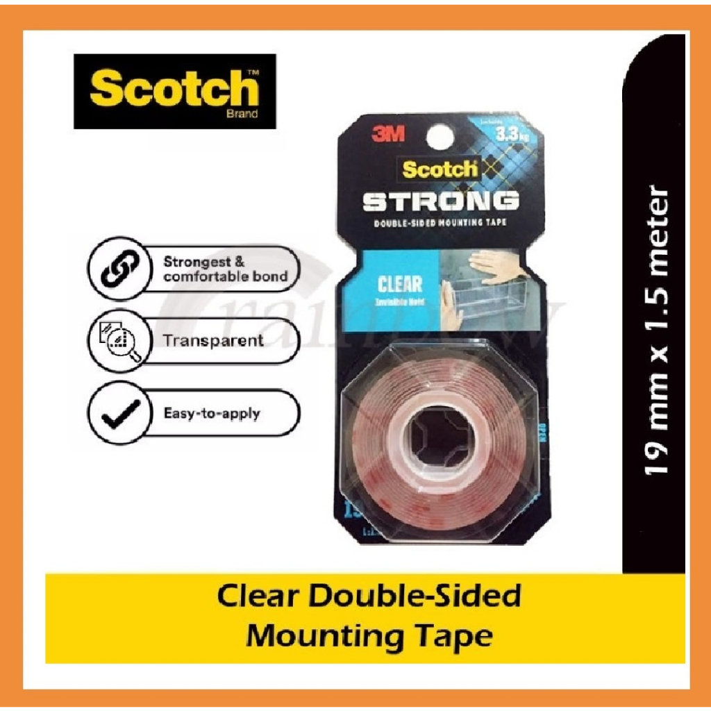 

3M Scotch CLEAR STRONG Double Sided Mounting Tape 19mmx1,5m 410-S19