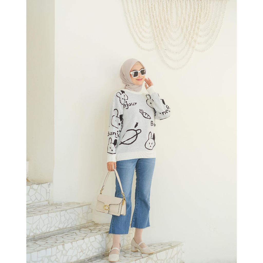 (COD Free Ongkir) BUNNY SWEATER RAJUT PREMUM TEBAL Wanita Murah Terbaru Trendy Grosir Pakaian Outwear Bandung