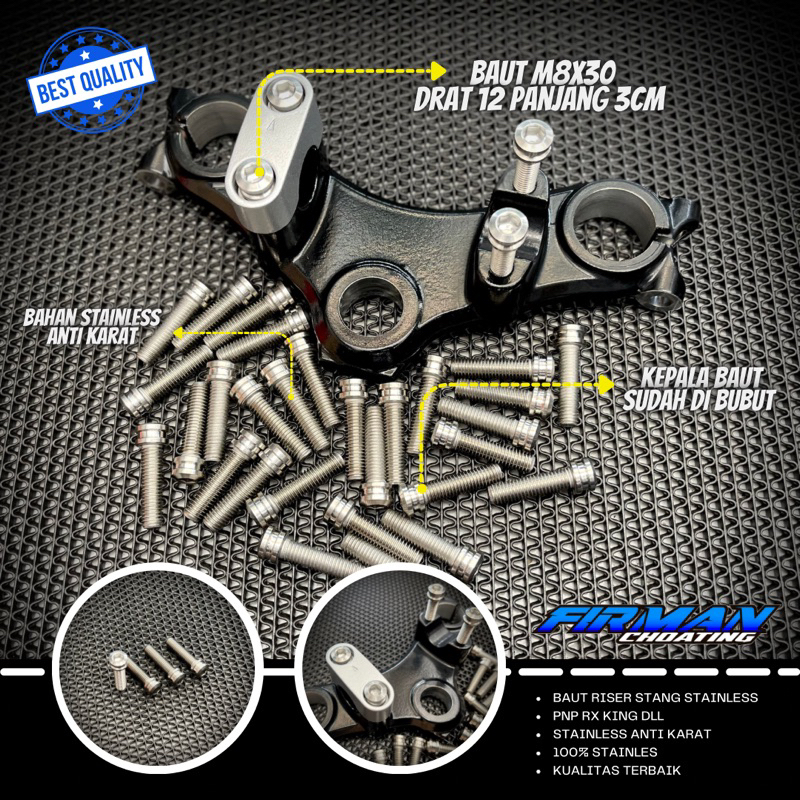 BAUT CUSTOM PROBOLT RISER STANG RX KING DLL M8X30 STAINLESS ANTI KARAT