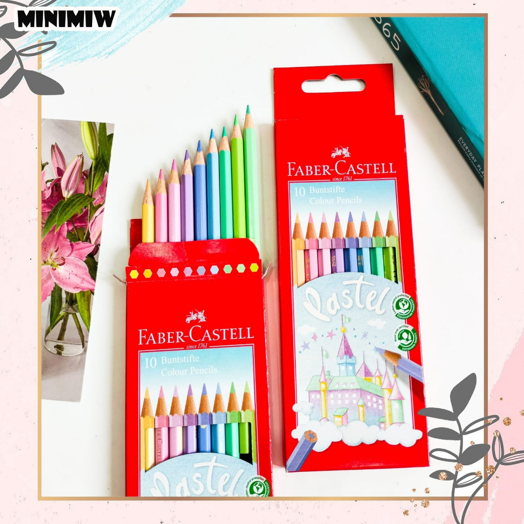 &quot;PENSIL WARNA FABER CASTELL 1 PACK ISI 10 PASTEL COLOUR COD TERMURAH ALAT TULIS  KANTOR MEWARNAI&quot;