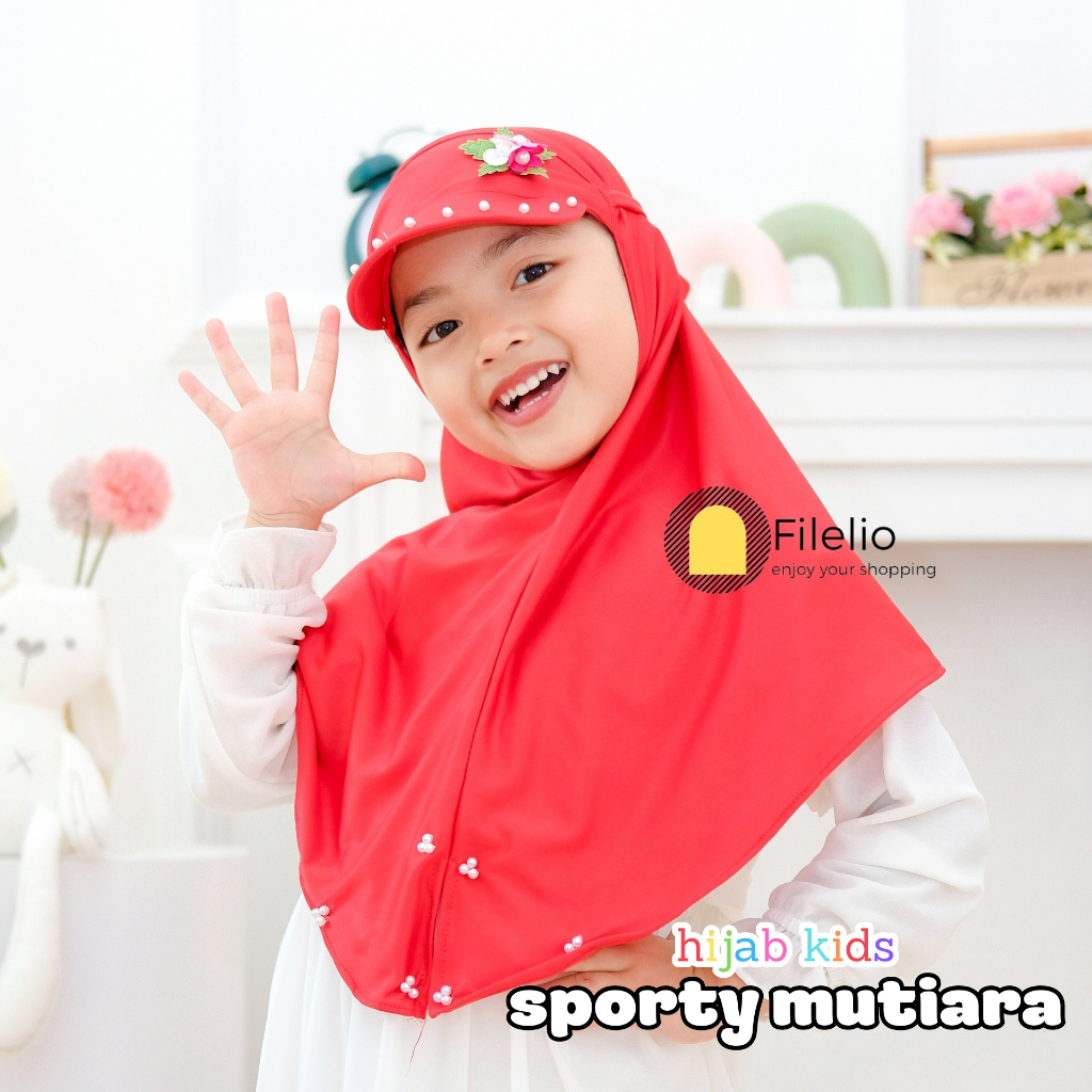 Jilbab Anak TK Topi Mutiara Usia 4-7 Tahun Hijab Anak TK Topi Variasi Mutiara Terbaru Bahan Jersey Kerudung Anak Terlaris