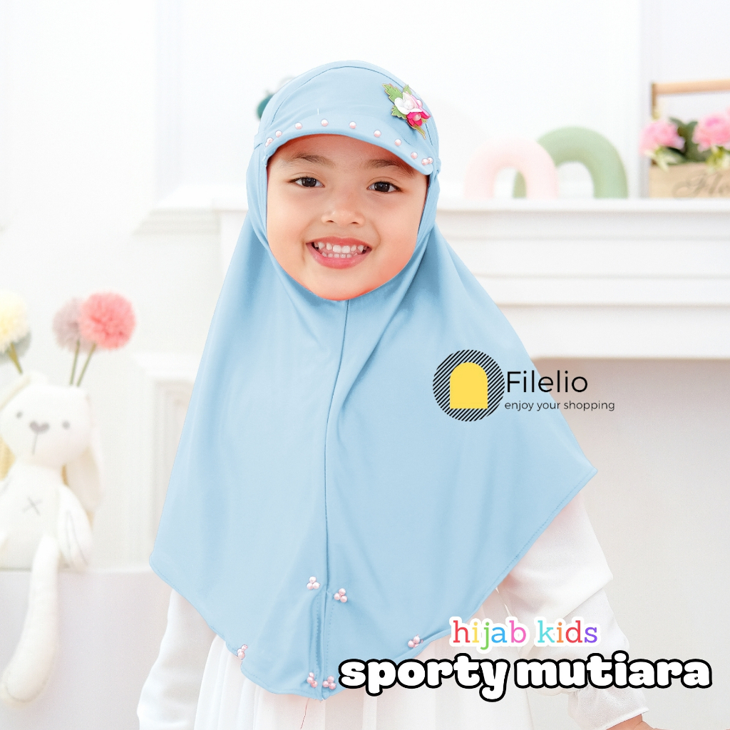 Jilbab Anak TK Topi Mutiara Usia 4-7 Tahun Hijab Anak TK Topi Variasi Mutiara Terbaru Bahan Jersey Kerudung Anak Terlaris