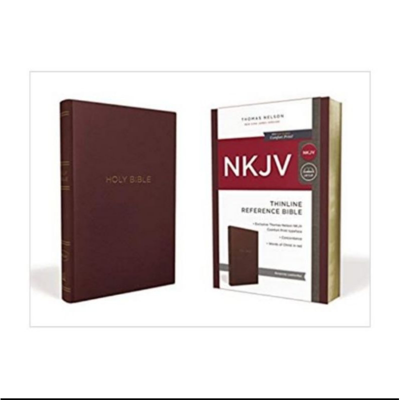 NKJV, Thinline Reference Bible, Leather Look, Burgundry