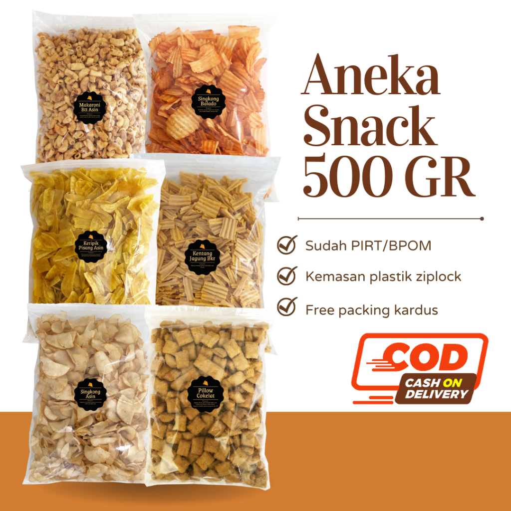 [DELISH SNACKS] Aneka Snack Grosir 500 Gram / Cemilan Cemilan Grosiran Kiloan Murah Enak Asin Pedas