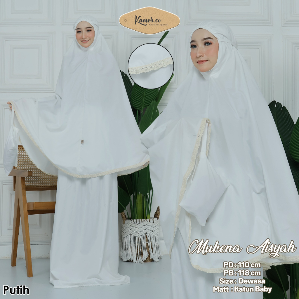 Mukena Katun Baby Putih + Sajadah Terlaris