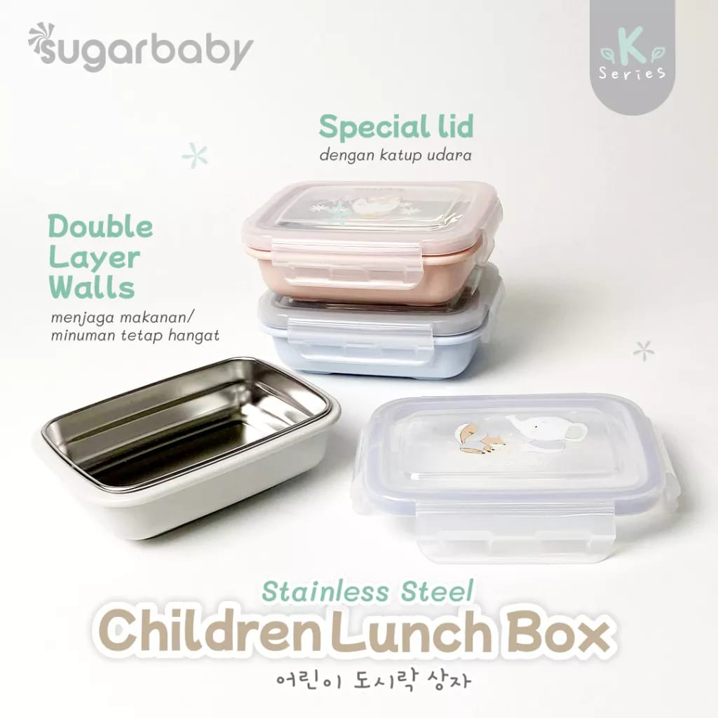 Sugar baby Stainless Steel Children Lunch box/ Kotak Makan stainless Sugarbaby/ Kotak Makan Anak/ Kotak Bekal