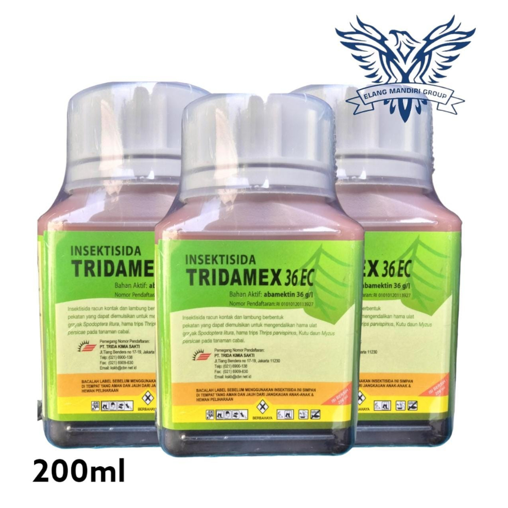 TRIDAMEX 36 EC 200 ml Insektisida Abamektin 36 g/l Untuk Mengendalikan Hama Ulat Grayak Abacel Mecking Stadium Demolish Trida Kimia Sakti