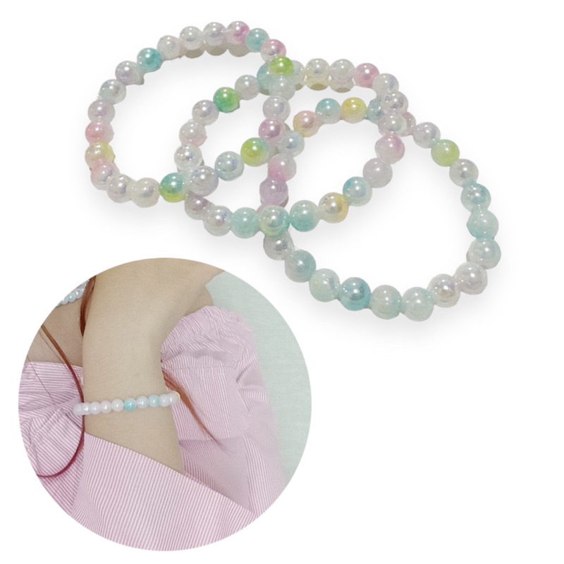 Gelang Mutiara Gradiasi ala Mermaid Elastis Pearl Elastic Korean Bracelet