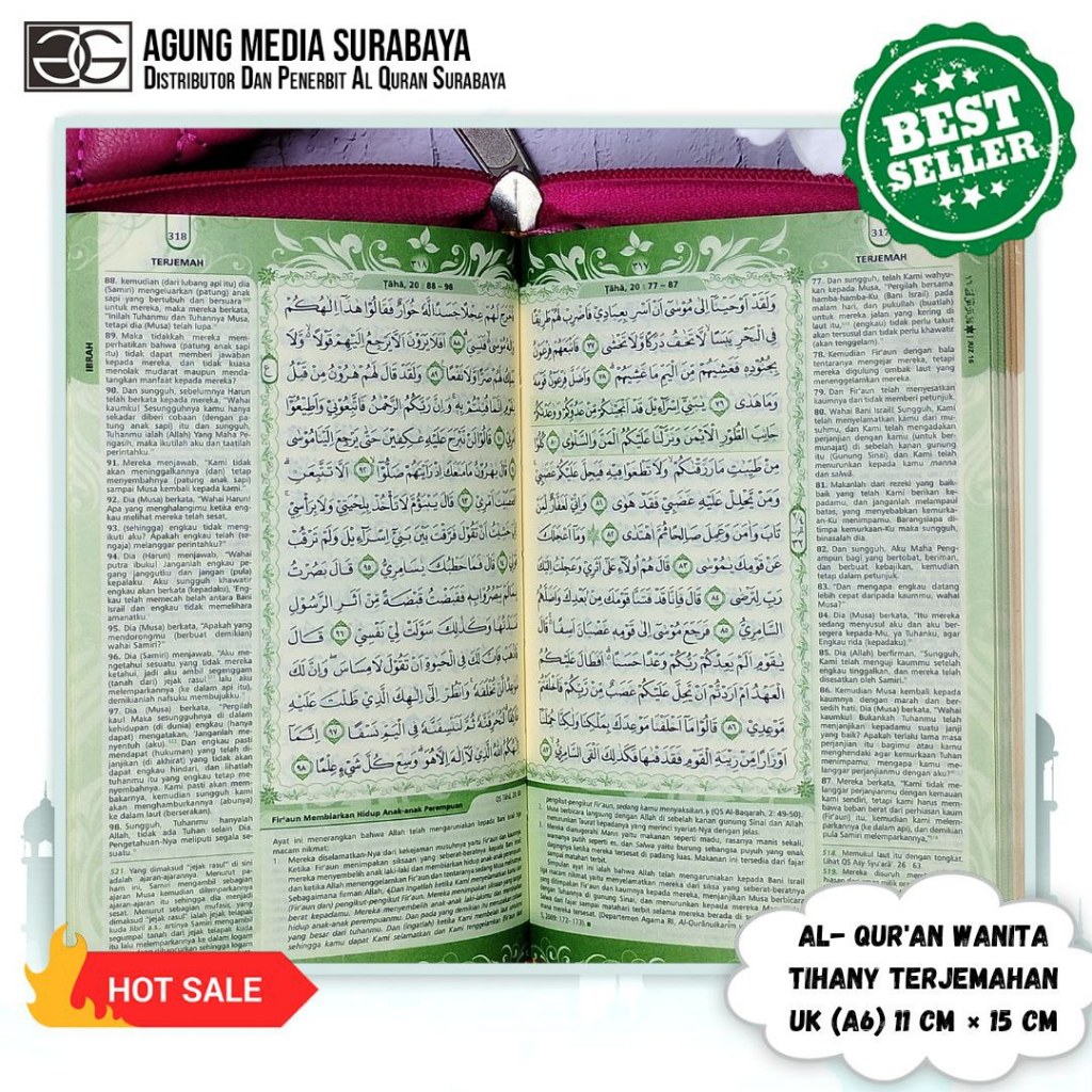 Alqur’an Tihany A6 Resleting, Quran Terjemahan, Alquran Mini, Al Quran Khot Utsmani, Alquran 30 Juz 
