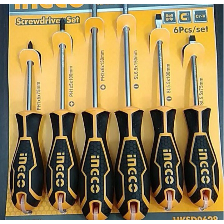 INGCO OBENG GAGANG KARET SET 6 PCS HKSD0628