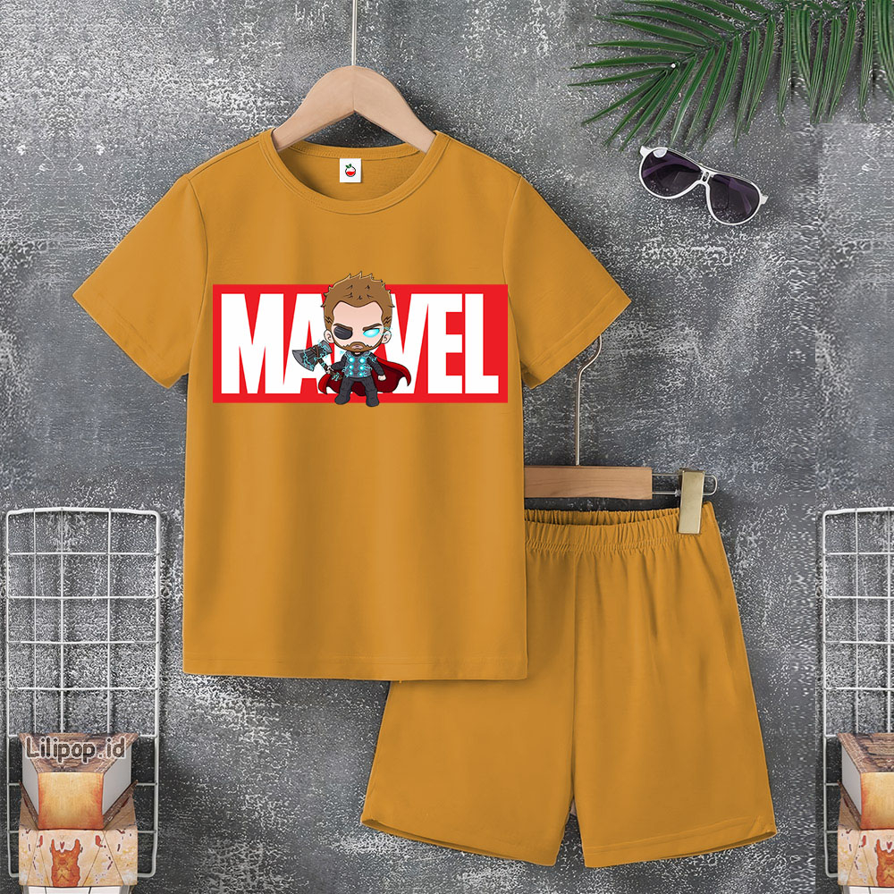 Baju Anak Stelan Usia 5-10 Tahun IRON MAN THOR Kaos 3/4 Cowok Cewek  Celana Pendek Harian