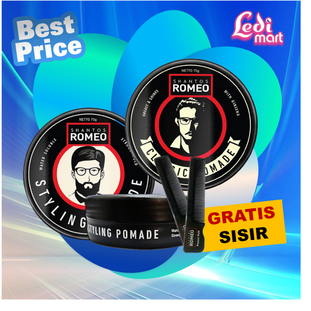 ORIGINAL Shantos Romeo Hair Classic Styling Pomade Rambut 75gr / Styling Rambut / Pomed Rambut / Gel Rambut / LEDI MART