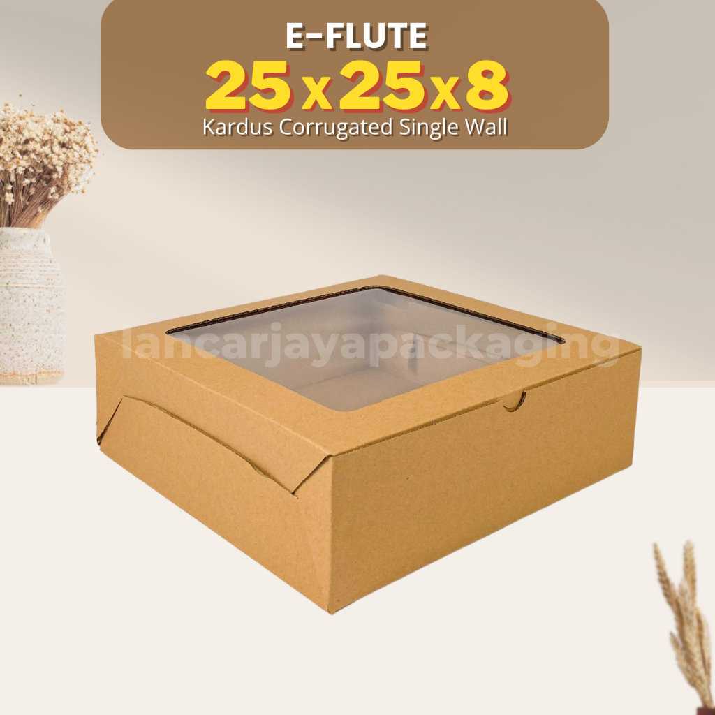 

E-Flute Kardus Kue Tart Kotak Cake Roti Hampers Souvenir 25x25x8 cm