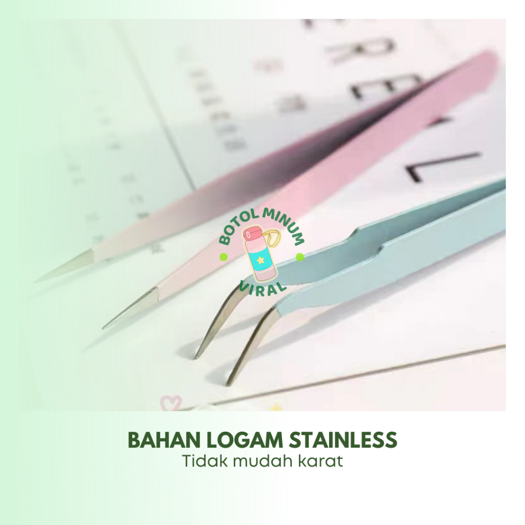 Pinset Sticker Tweezer Stainless Steel Jepang Anti Statis Capit Stiker Korea