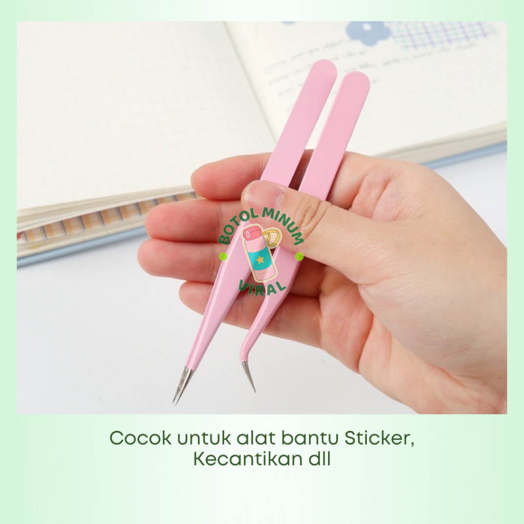 Pinset Sticker Tweezer Stainless Steel Jepang Anti Statis Capit Stiker Korea