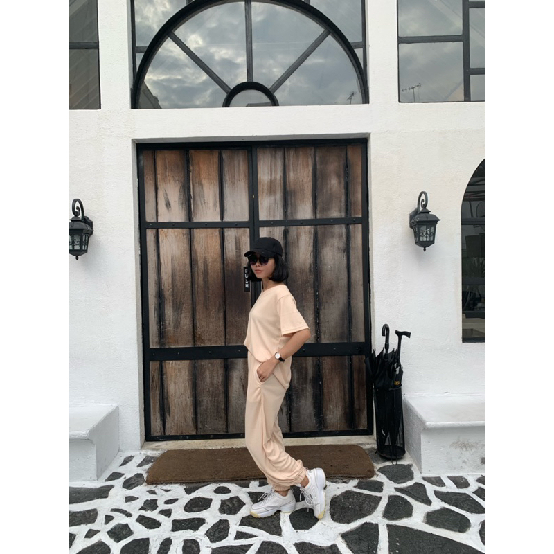 AVE - Clery set knit polos vneck celana jogger