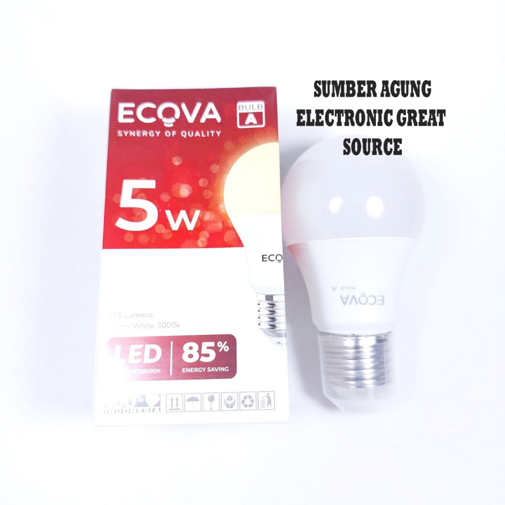 Ecoca Lampu ELD 5W Cahaya Kuning Warm White 3000K Kecil Super Terang Bulb A Series