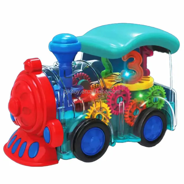 Kereta Edukasi Gear Train Colorful Transparan Bump and Go