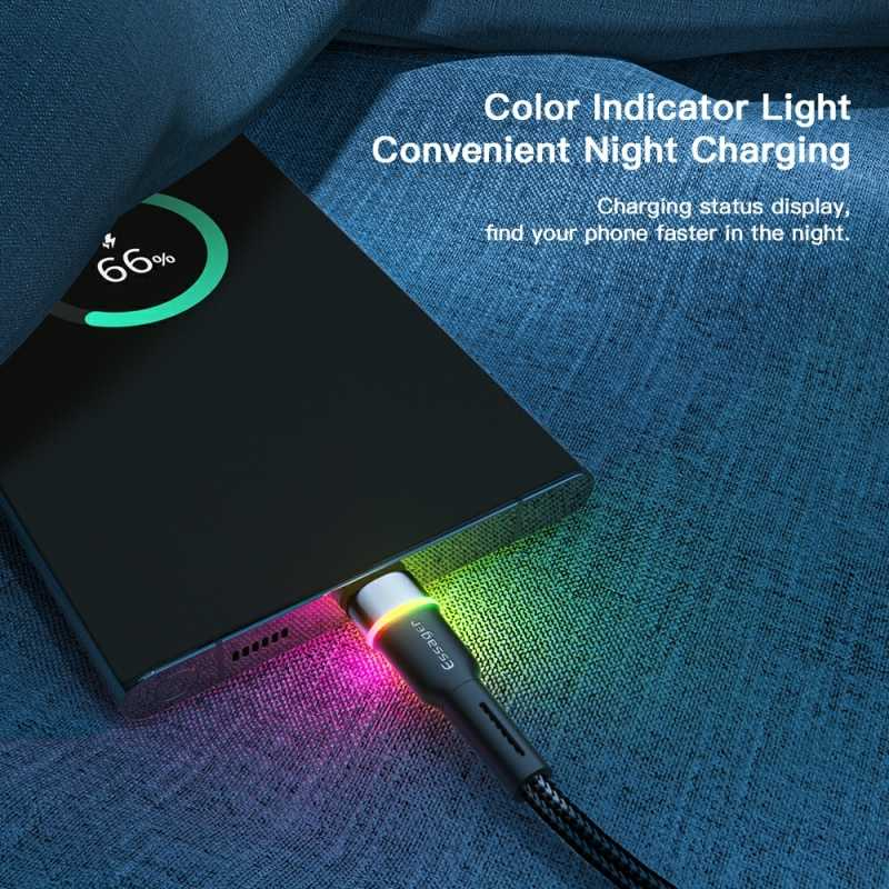 Kabel Charger USB Type C Fast Charging LED 2M 3A 480MB/s Carger Perangkat Elektronik Transfer Data Cepat