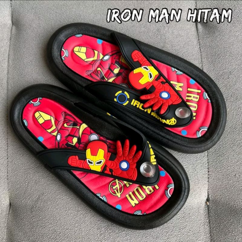 Sandal import anak Laki Sandal jepit Iron-Man Sendal karet anak 2-10thn(24-35) Sendal karet premium