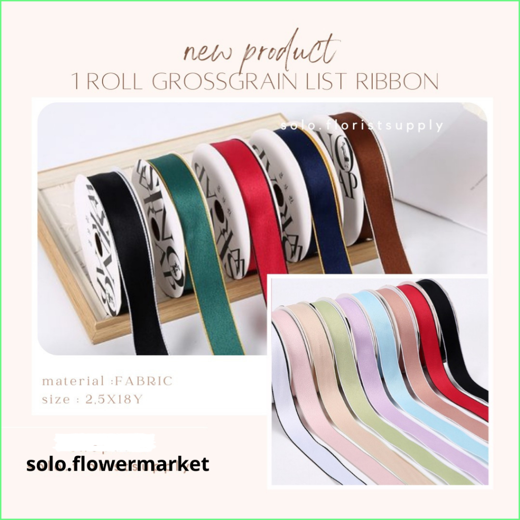 

1ROLL GROSSGRAIN LIST KOREAN RIBBON MOTIF GARIS UJUNG PITA PREMIUM LEBAR 2.6CM PREMIUM PITA KADO GIFT BOUQUET DEKORASI PITA ORGANDI TRANSPARAN UJUNG MOTIF GARIS PITA KAIN TILE TRANSPARAN PITA KADO HIAS PER METER CRAFT KERAJINAN TANGAN