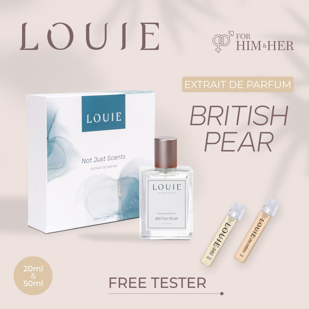 Louie Inspired Extrait De Parfum Parfume Perfume Farfum Parpum Minyak Wangi British Pear Edp Mini kecil Travel Size Fresh Unisex Premium Lokal Mewah Wanita Perempuan Pria Cowok Awet Original Tahan Lama Dan Wangi 24 Jam Perempuan Pria Cowok 20 50 ml