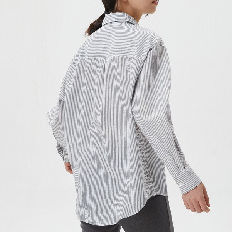 JOICE Kemeja Oversize Garis Salur Katun