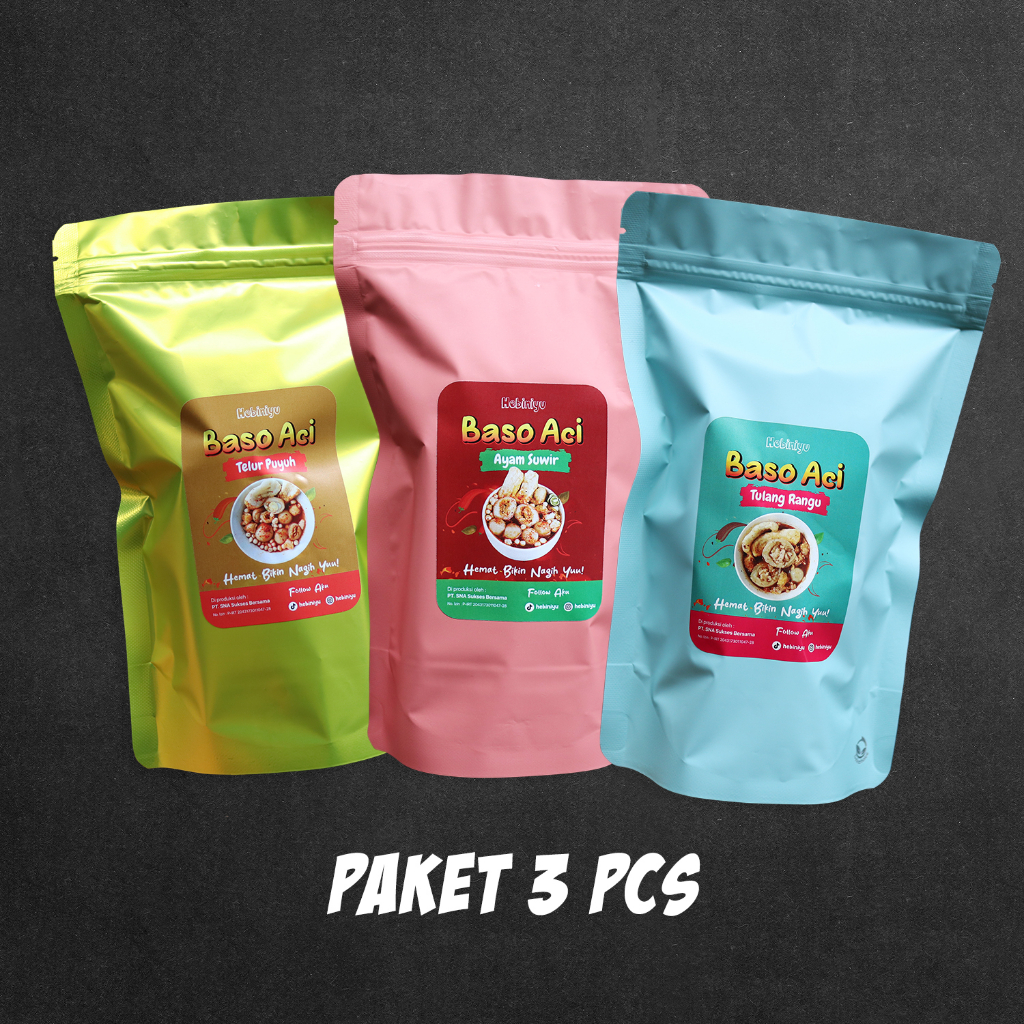 

Hebiniyu - Peket 3 Bungkus Baso Aci (Ayam Suwir, Tulang Rangu & Telur Puyuh)