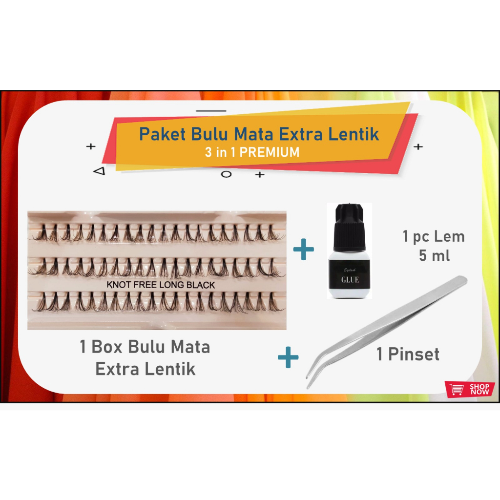 Paket Eyelash Extention Bulu Mata Extra Lentik Premium 3 in 1 Tahan Lama