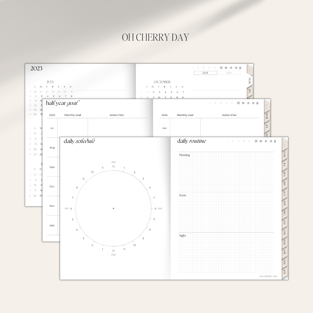 Minimalist Digital Planner Midyear 2023/2024 Bullet Journal Bujo Notebook untuk iPad / Tablet Digital Stickers - The Modern