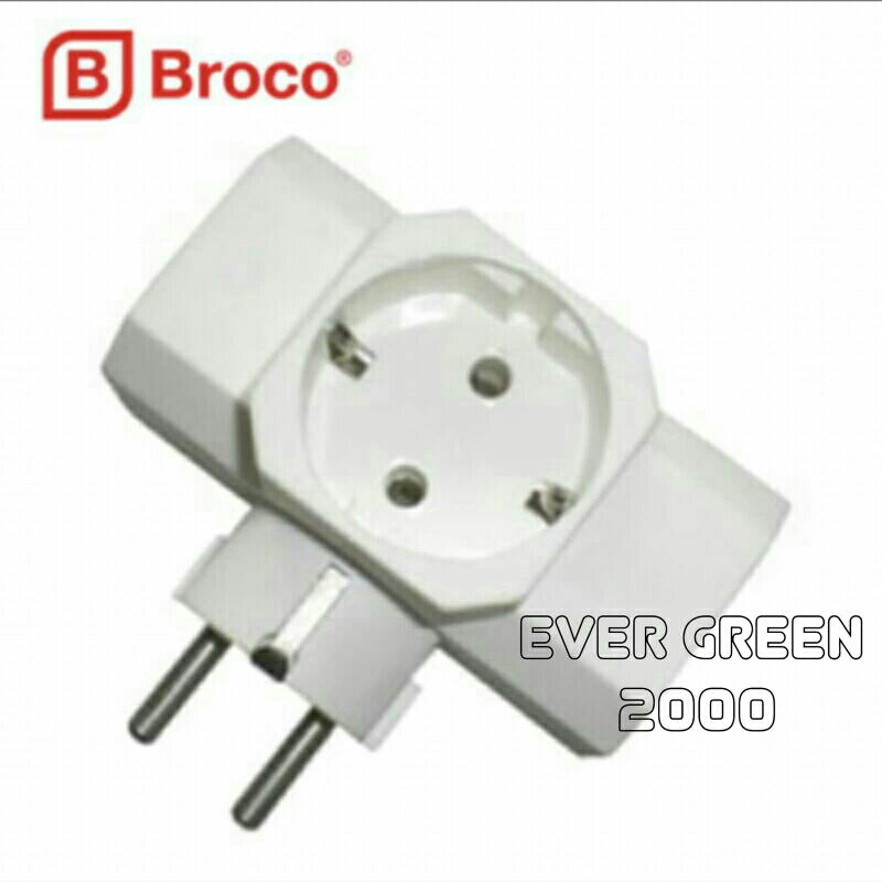 Sambungan T Arde BROCO - adaptor/socket steker arde 220 volt dgn ground