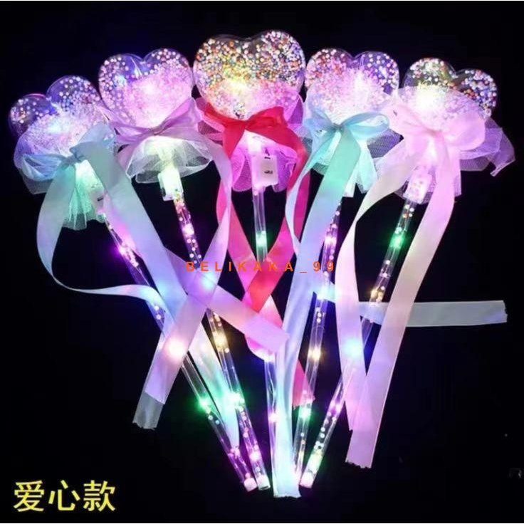 MAINAN TONGKAT PERI LAMPU MAGIC MOTIF LOVE BINTANG DAN BULAT / TONGKAT SIHIR / TONGKAT PERI MAGIC ANAK / MAINAN TONGKAT SIHIR ANAK LED