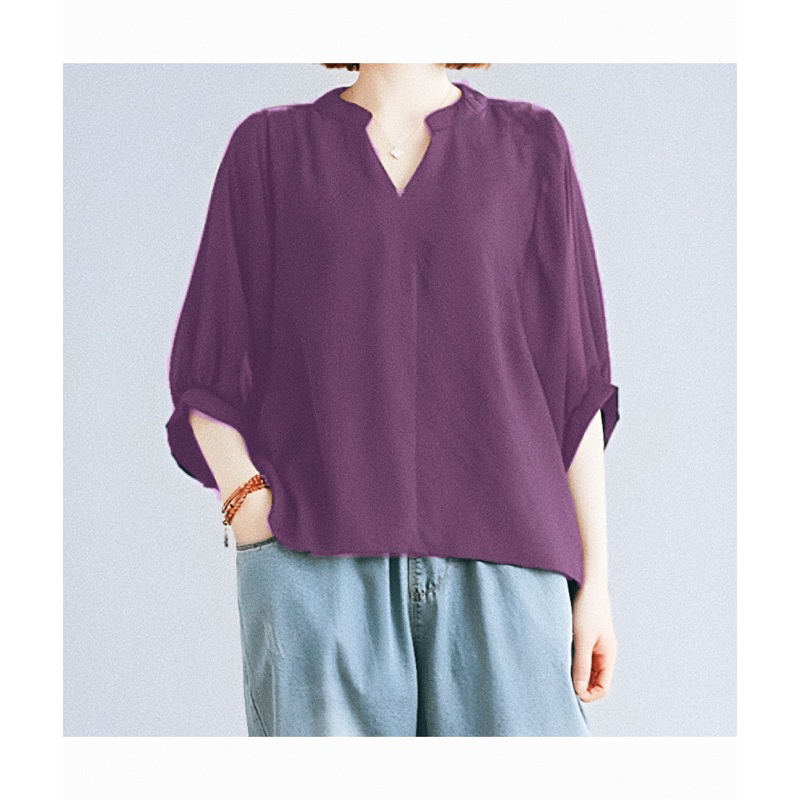 TORE - Blouse Wanita Polo Linen Bigsize Atasan Jumbo Moa