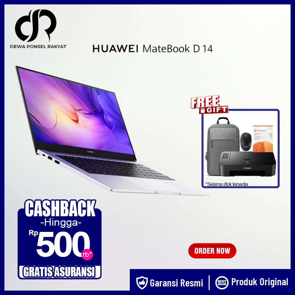 Huawei Matebook D14 i5-1240P Iris Xe RAM 8GB 512GB SSD / Huawei Matebook D15 R7 Windows 11 Garansi RESMI