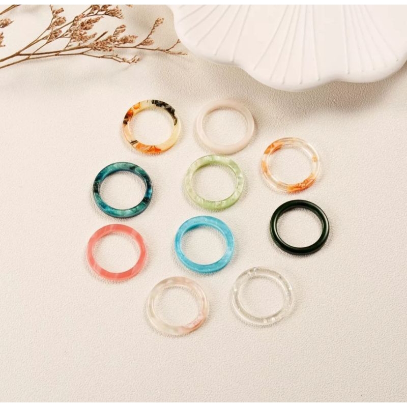 3 PCS/ Set Cincin Akrilik / Cincin Resin Fashion Korea Random