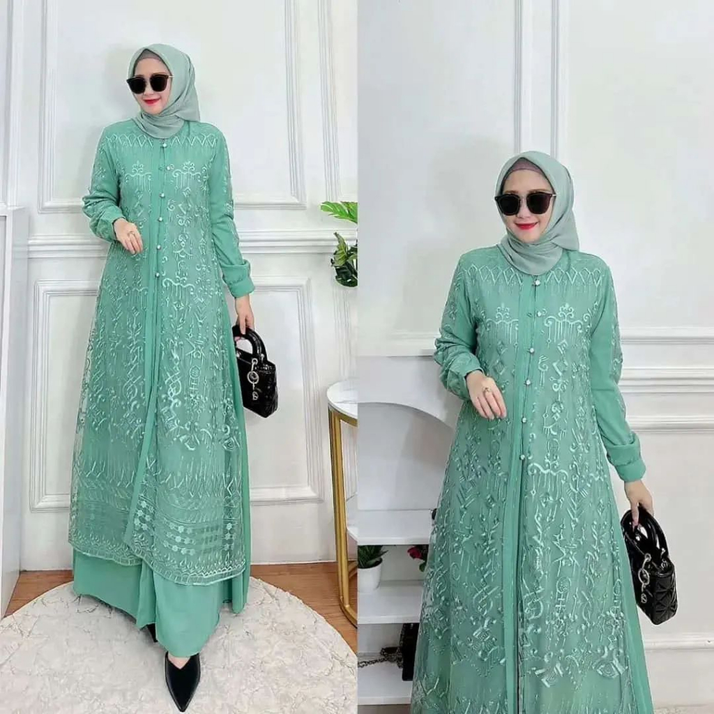 Bajurancak Baju Dress Wanita Remaja Muslim 2023 Ukuran Jumbo Premium Matt Ceruty Babydoll Full Furing Aplikasi Brukat Sabrina Dress Pakaian Wanita Muslimah Mewah Elegant