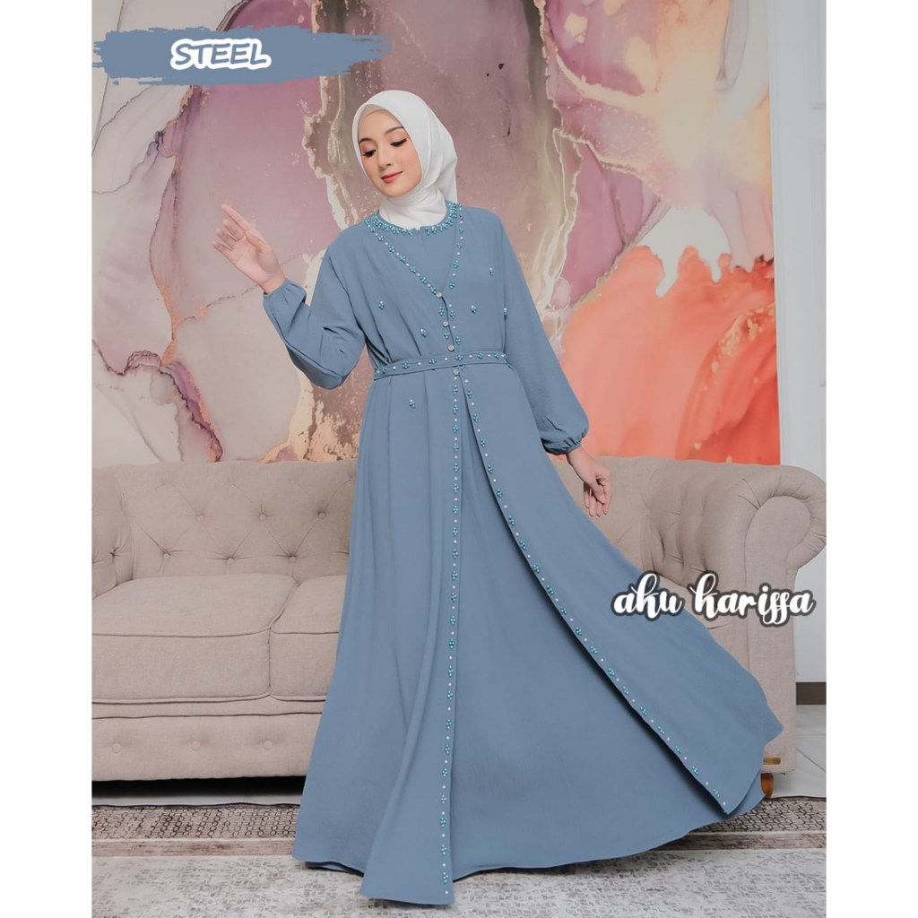 DRESS CRINGKEL ZENIRA NADIYA AKU KARISSA MIX ORNAMEN PAYET MEWAH GAMIS PESTA KONDANGAN HAJATAN SERAGAMAN HARI RAYA LEBARAN NEW ARRIVAL LUX HITAM POLOS