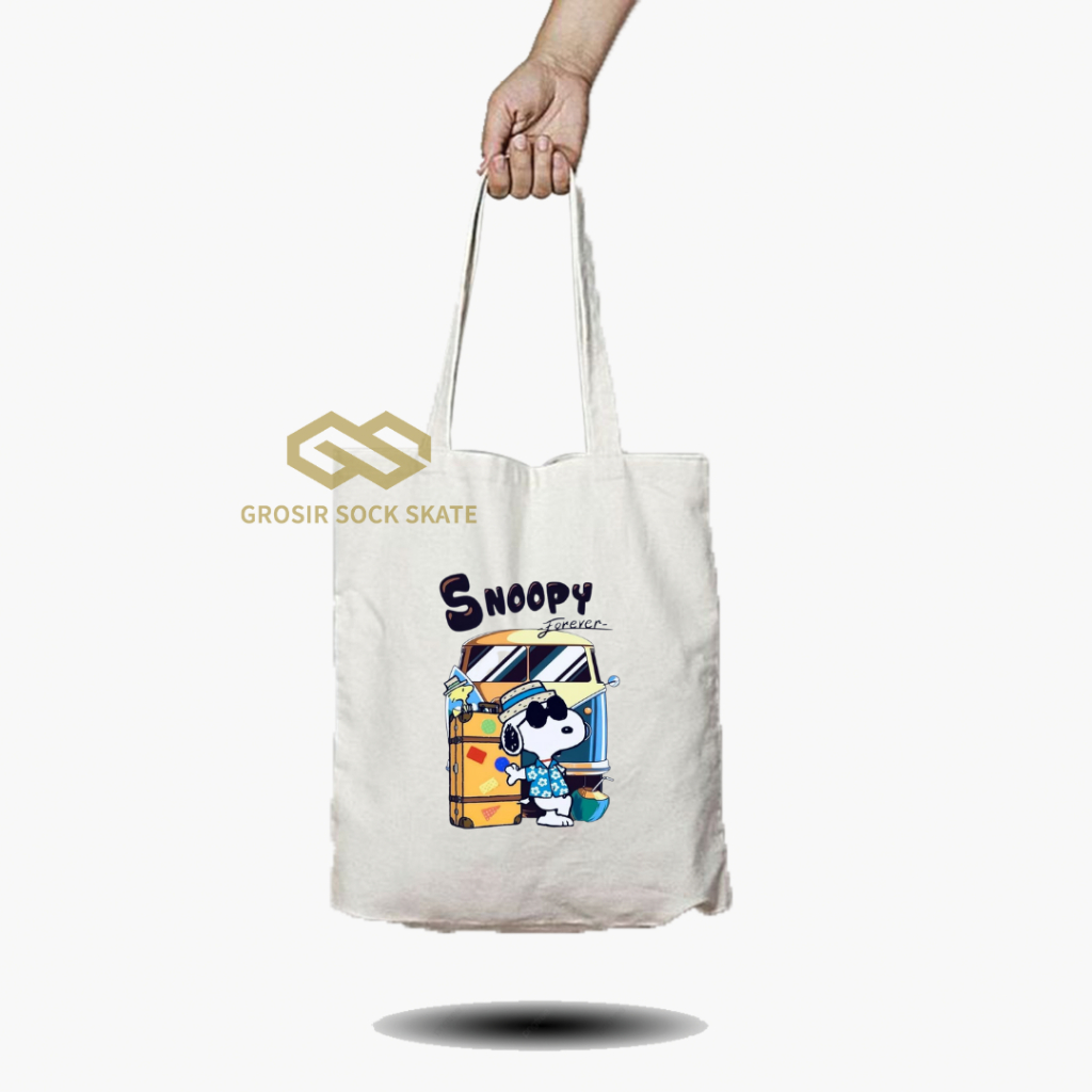 Totebag Kanvas Cartton Snoopy / Tas Tote Music / Musik Band