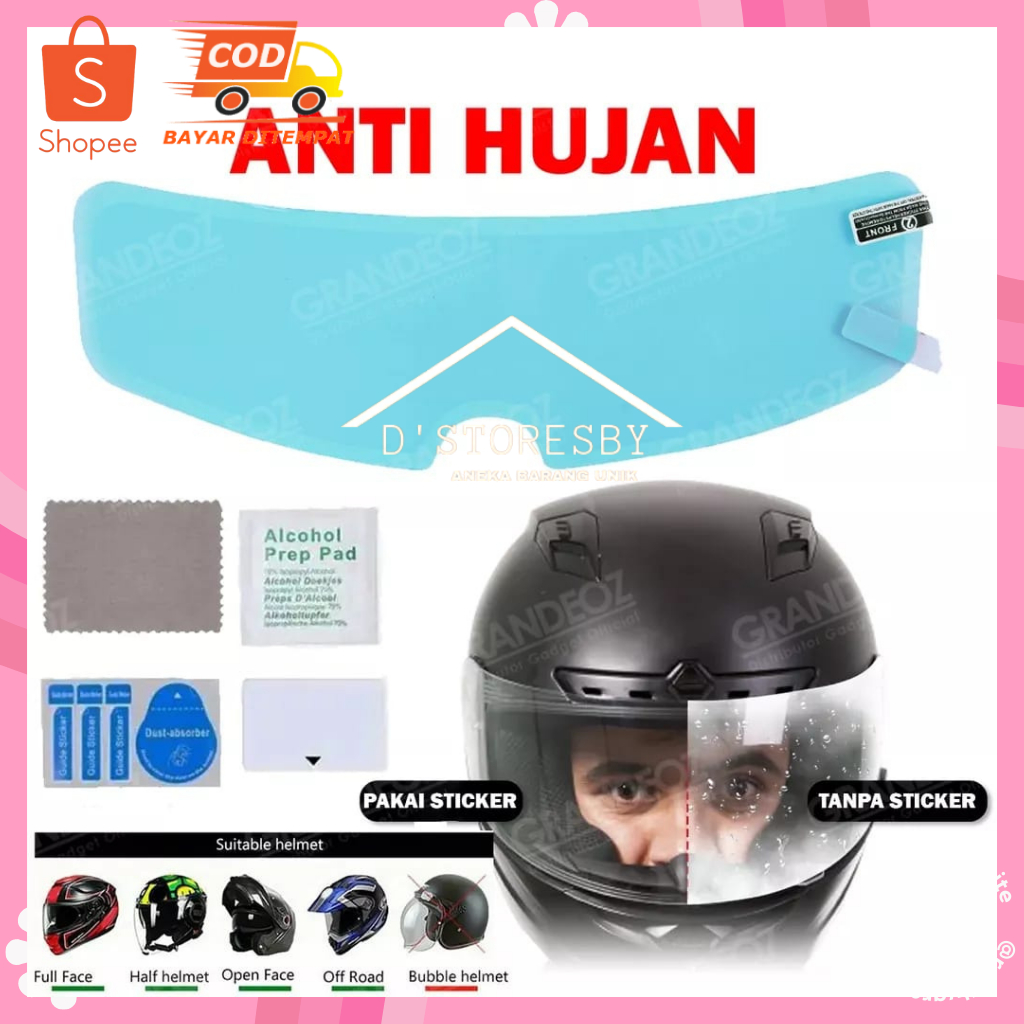 Sticker Film Helm Anti Air Hujan Embun Kabut Silau / Sticker Anti Fog Kaca Helm