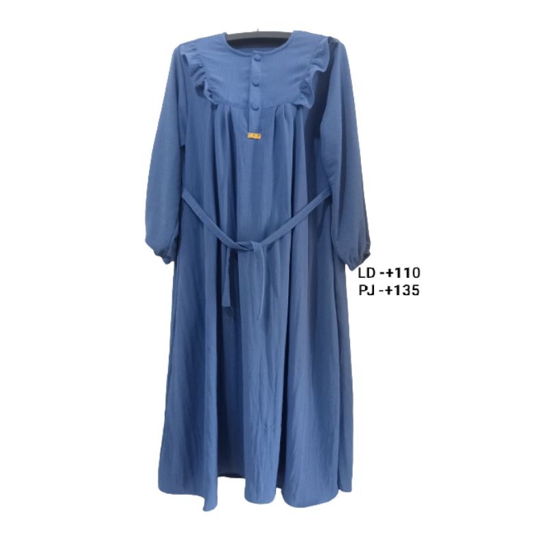 gamis, biru denim