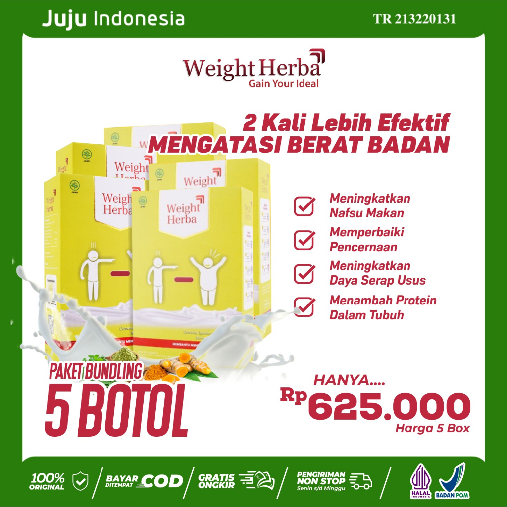 

Weight Herba Paket 5 Box Susu Kambing Penambah Berat Badan Alami 200g