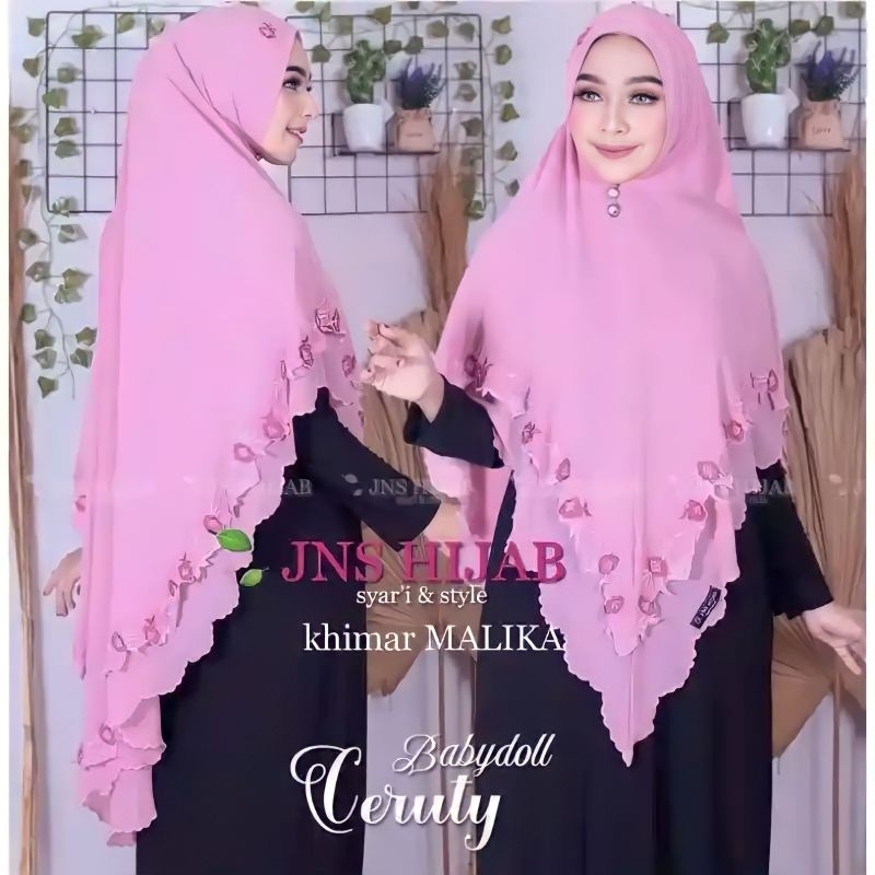 KHIMAR MALIKA//KHIMAR BORDIR//HIJAB CERUTY BORDIR ORIGINAL JNS HIJAB