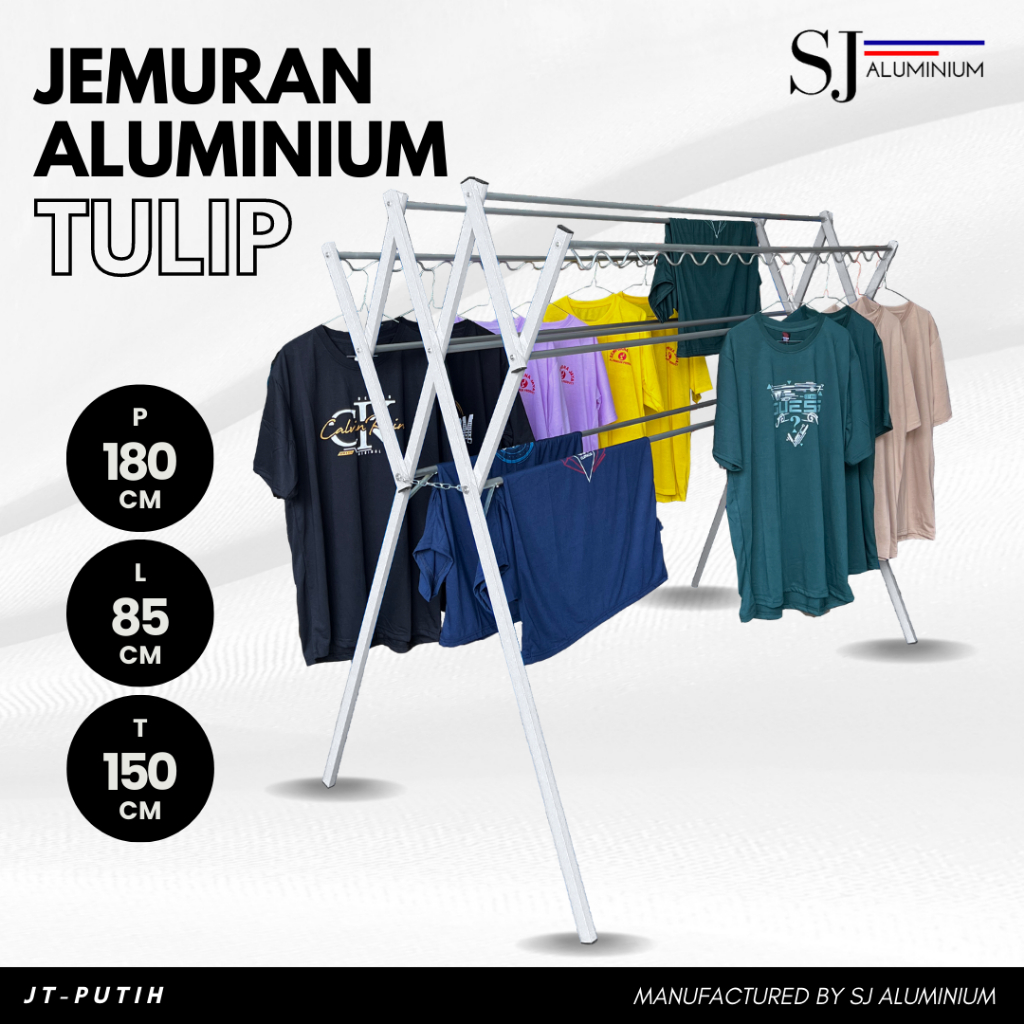 [TULIP] Jemuran Baju Aluminium / Rak Handuk Bayi Lipat / Jemuran Pakaian Gantung Hanger Aluminium Wa
